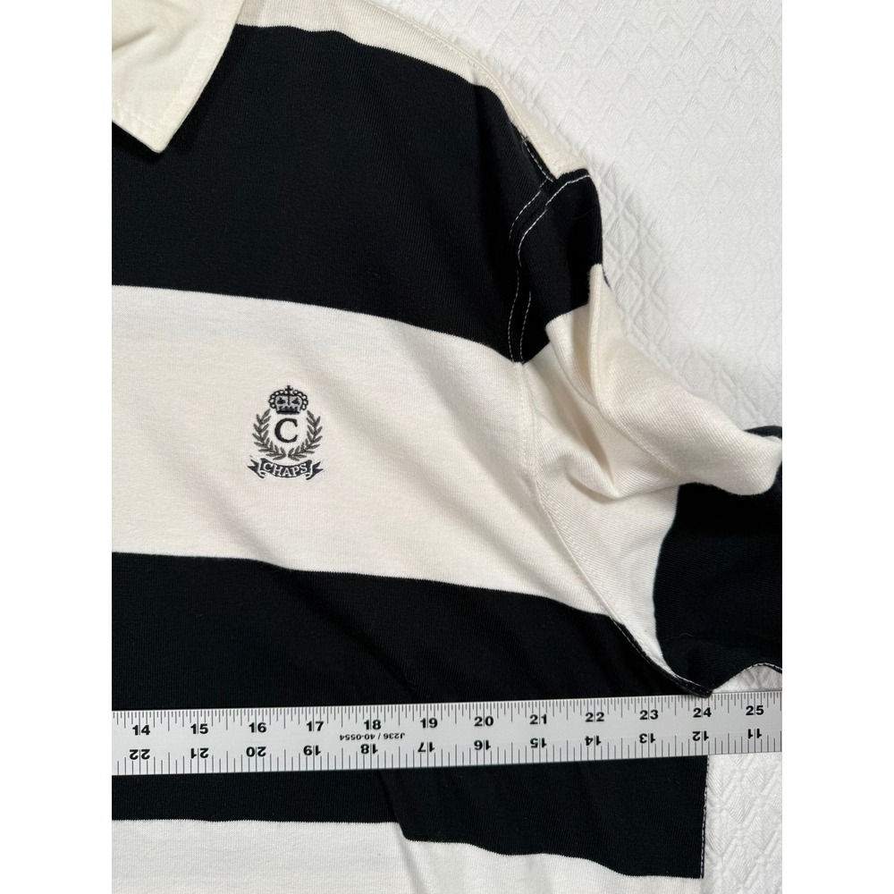 Chaps Heritage Mens XL Black White Striped Long Sleeve Rugby Shirt New New Flaws - Picture 6 of 9